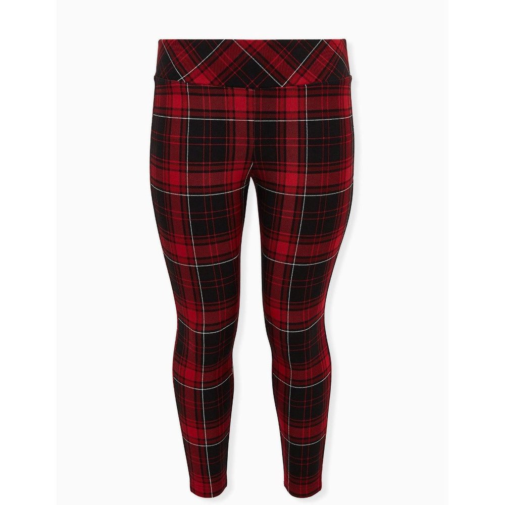 NWT Womens Plus Size 3X Torrid Red Pixie Skinny Studio Luxe Plaid High-Rise Pant